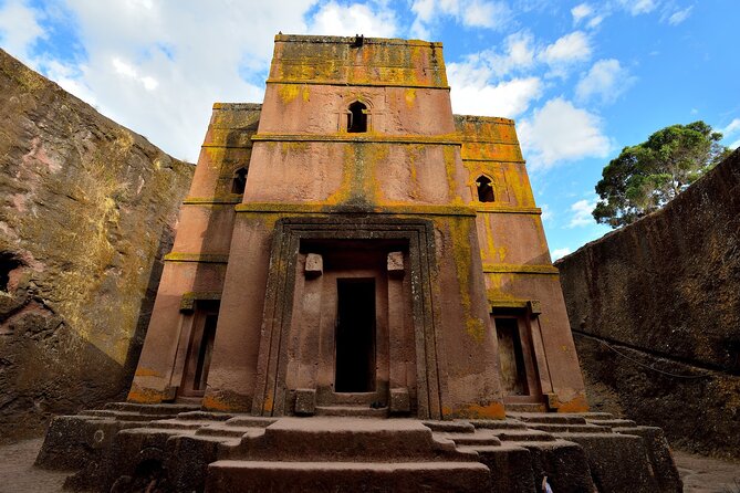 A rock-hewn church at Lalibela in late afternoon light