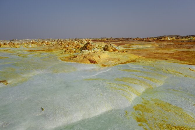 Danakil Depression 4 days Tour - Sunset at Lake Asale and the camel caravans